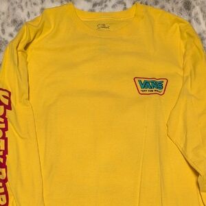 Vans Yellow Long Sleeve Tee with Red and Teal Logo